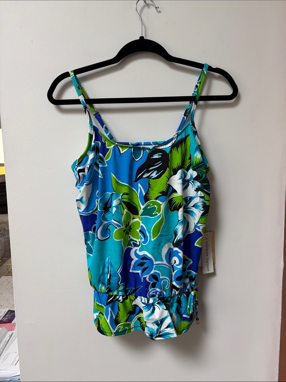 Caribbean Joe UTOPIA Blouson with Floating Underwire Tankini Top,Size 10,NWT